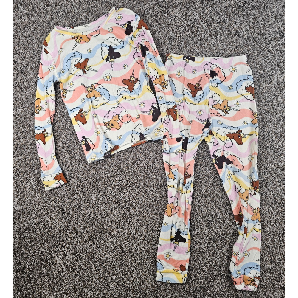 Afro Unicorn Girls Sz 8 Long Sleeve Pajama Set Colorful